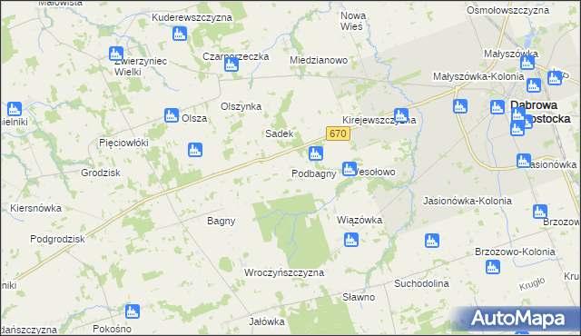 mapa Podbagny, Podbagny na mapie Targeo