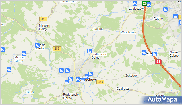 mapa Podbrzezie Dolne, Podbrzezie Dolne na mapie Targeo