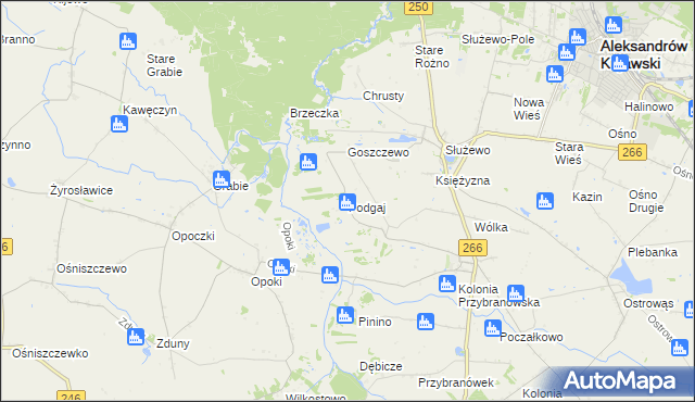 mapa Podgaj gmina Aleksandrów Kujawski, Podgaj gmina Aleksandrów Kujawski na mapie Targeo