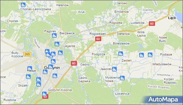 mapa Podgórze gmina Gostynin, Podgórze gmina Gostynin na mapie Targeo