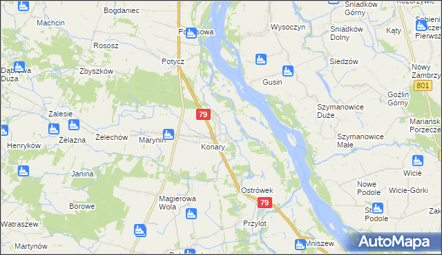 mapa Podgórzyce gmina Warka, Podgórzyce gmina Warka na mapie Targeo