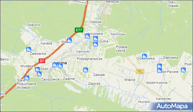 mapa Podłazie gmina Łączna, Podłazie gmina Łączna na mapie Targeo