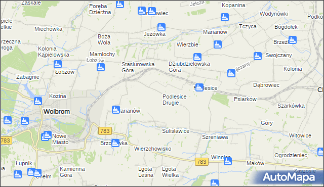 mapa Podlesice Drugie, Podlesice Drugie na mapie Targeo