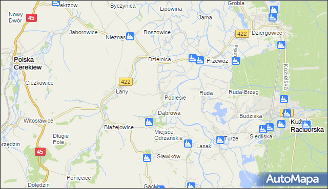 mapa Podlesie gmina Cisek, Podlesie gmina Cisek na mapie Targeo