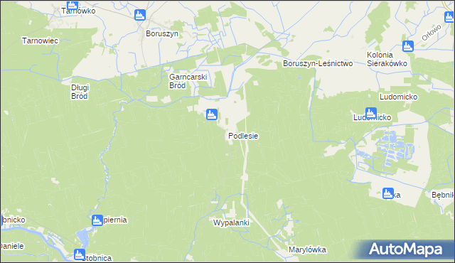 mapa Podlesie gmina Oborniki, Podlesie gmina Oborniki na mapie Targeo