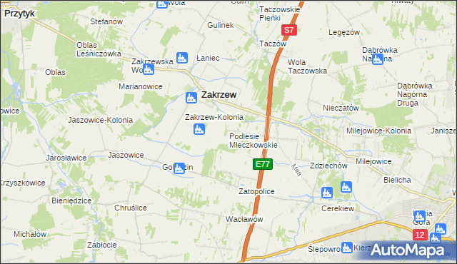 mapa Podlesie Mleczkowskie, Podlesie Mleczkowskie na mapie Targeo