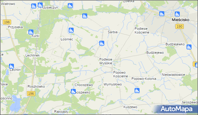 mapa Podlesie Wysokie, Podlesie Wysokie na mapie Targeo