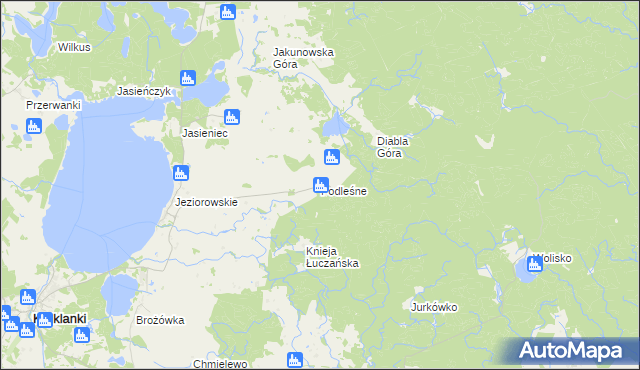 mapa Podleśne gmina Kruklanki, Podleśne gmina Kruklanki na mapie Targeo