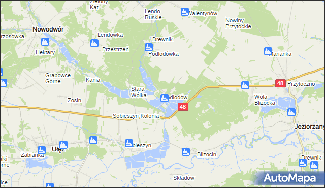 mapa Podlodów gmina Ułęż, Podlodów gmina Ułęż na mapie Targeo