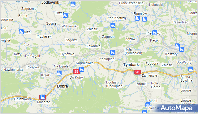 mapa Podłopień, Podłopień na mapie Targeo