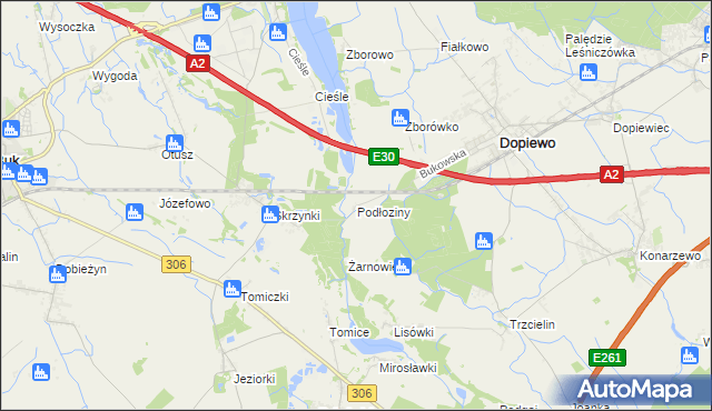 mapa Podłoziny, Podłoziny na mapie Targeo