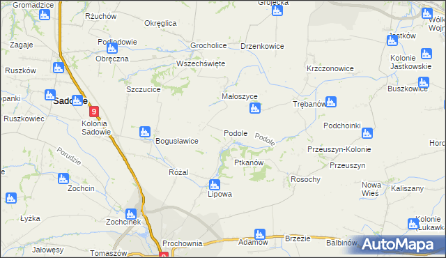 mapa Podole gmina Opatów, Podole gmina Opatów na mapie Targeo