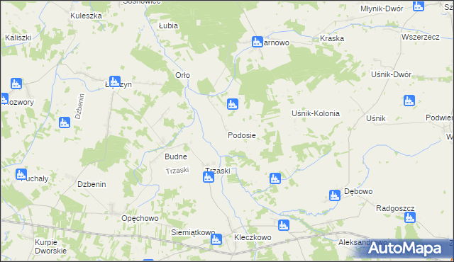 mapa Podosie gmina Miastkowo, Podosie gmina Miastkowo na mapie Targeo