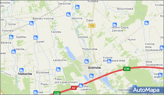 mapa Podsokołów, Podsokołów na mapie Targeo