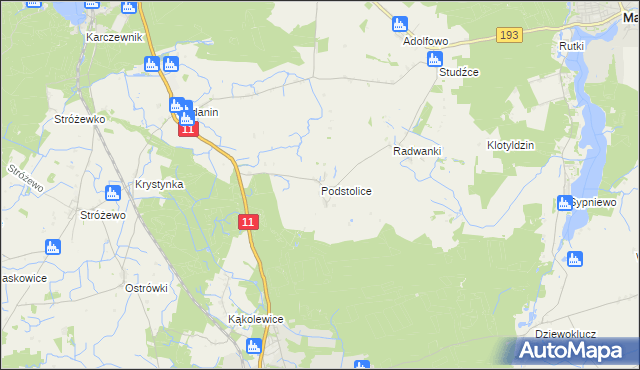 mapa Podstolice gmina Budzyń, Podstolice gmina Budzyń na mapie Targeo