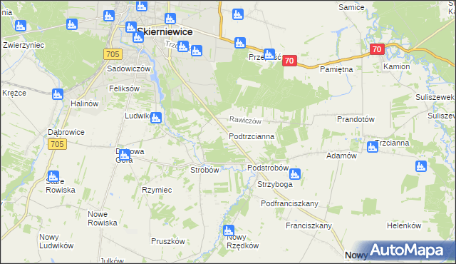 mapa Podtrzcianna, Podtrzcianna na mapie Targeo