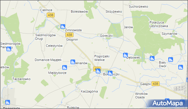 mapa Pogorzałki Wielkie, Pogorzałki Wielkie na mapie Targeo