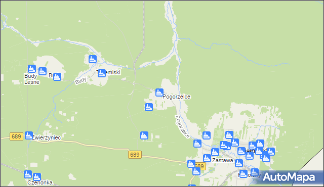 mapa Pogorzelce, Pogorzelce na mapie Targeo