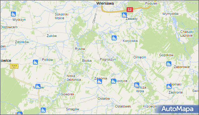 mapa Pogroszyn, Pogroszyn na mapie Targeo