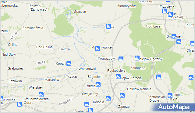 mapa Pogwizdów gmina Charsznica, Pogwizdów gmina Charsznica na mapie Targeo