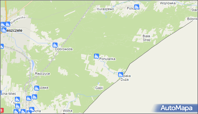 mapa Pohulanka gmina Czeremcha, Pohulanka gmina Czeremcha na mapie Targeo