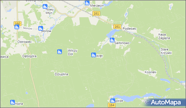 mapa Pokręt gmina Dobiegniew, Pokręt gmina Dobiegniew na mapie Targeo