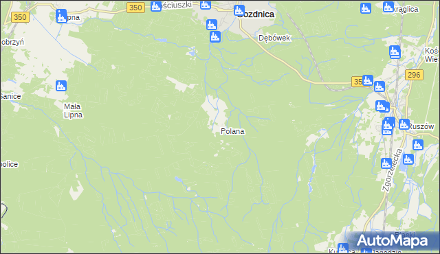 mapa Polana gmina Węgliniec, Polana gmina Węgliniec na mapie Targeo