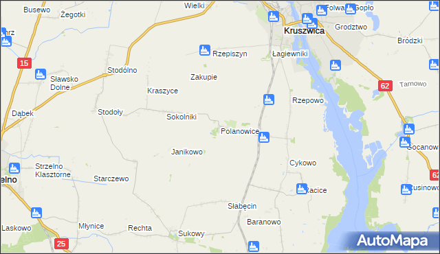 mapa Polanowice gmina Kruszwica, Polanowice gmina Kruszwica na mapie Targeo