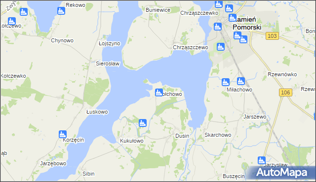 mapa Połchowo gmina Kamień Pomorski, Połchowo gmina Kamień Pomorski na mapie Targeo