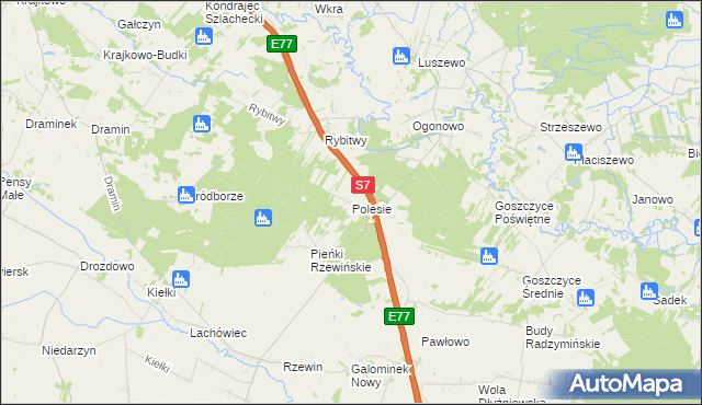 mapa Polesie gmina Baboszewo, Polesie gmina Baboszewo na mapie Targeo