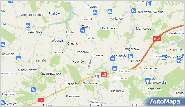 mapa Polesie gmina Puławy, Polesie gmina Puławy na mapie Targeo