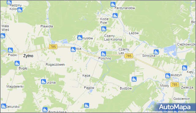 mapa Polichno gmina Żytno, Polichno gmina Żytno na mapie Targeo