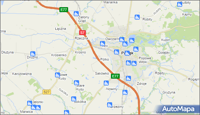 mapa Pólko gmina Pasłęk, Pólko gmina Pasłęk na mapie Targeo