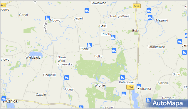 mapa Pólko gmina Płużnica, Pólko gmina Płużnica na mapie Targeo