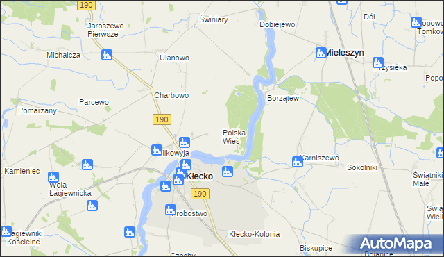 mapa Polska Wieś gmina Kłecko, Polska Wieś gmina Kłecko na mapie Targeo