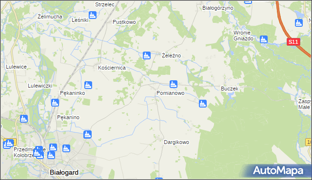 mapa Pomianowo gmina Białogard, Pomianowo gmina Białogard na mapie Targeo