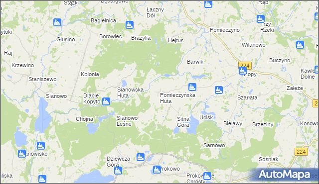 mapa Pomieczyńska Huta, Pomieczyńska Huta na mapie Targeo