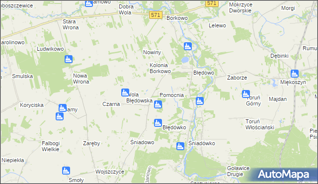 mapa Pomocnia gmina Pomiechówek, Pomocnia gmina Pomiechówek na mapie Targeo