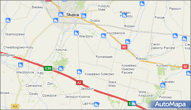 mapa Poniatówek gmina Słupca, Poniatówek gmina Słupca na mapie Targeo