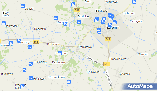 mapa Poniatowo gmina Żuromin, Poniatowo gmina Żuromin na mapie Targeo