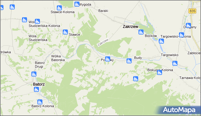 mapa Ponikwy, Ponikwy na mapie Targeo