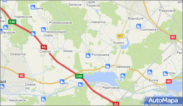 mapa Poniszowice, Poniszowice na mapie Targeo