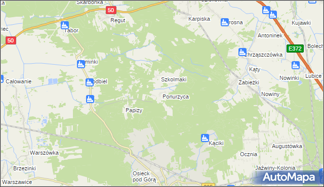 mapa Ponurzyca, Ponurzyca na mapie Targeo