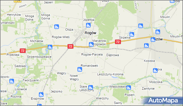 mapa Popień gmina Rogów, Popień gmina Rogów na mapie Targeo