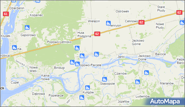 mapa Popowo Kościelne gmina Somianka, Popowo Kościelne gmina Somianka na mapie Targeo