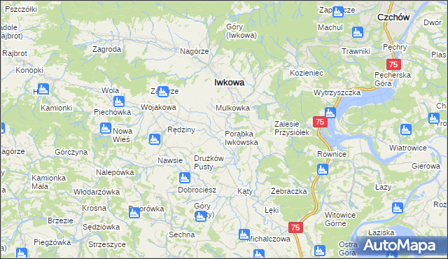 mapa Porąbka Iwkowska, Porąbka Iwkowska na mapie Targeo