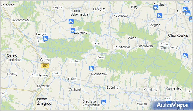 mapa Poraj gmina Chorkówka, Poraj gmina Chorkówka na mapie Targeo