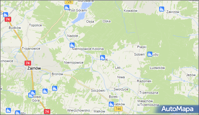 mapa Poraj gmina Końskie, Poraj gmina Końskie na mapie Targeo