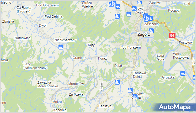 mapa Poraż, Poraż na mapie Targeo