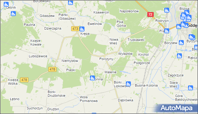 mapa Porczyny, Porczyny na mapie Targeo